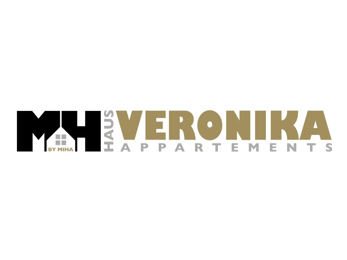 Logo von Haus Veronika mit dem Text 'MH APPARTEMENTS' in verschiedenen Schriftarten.